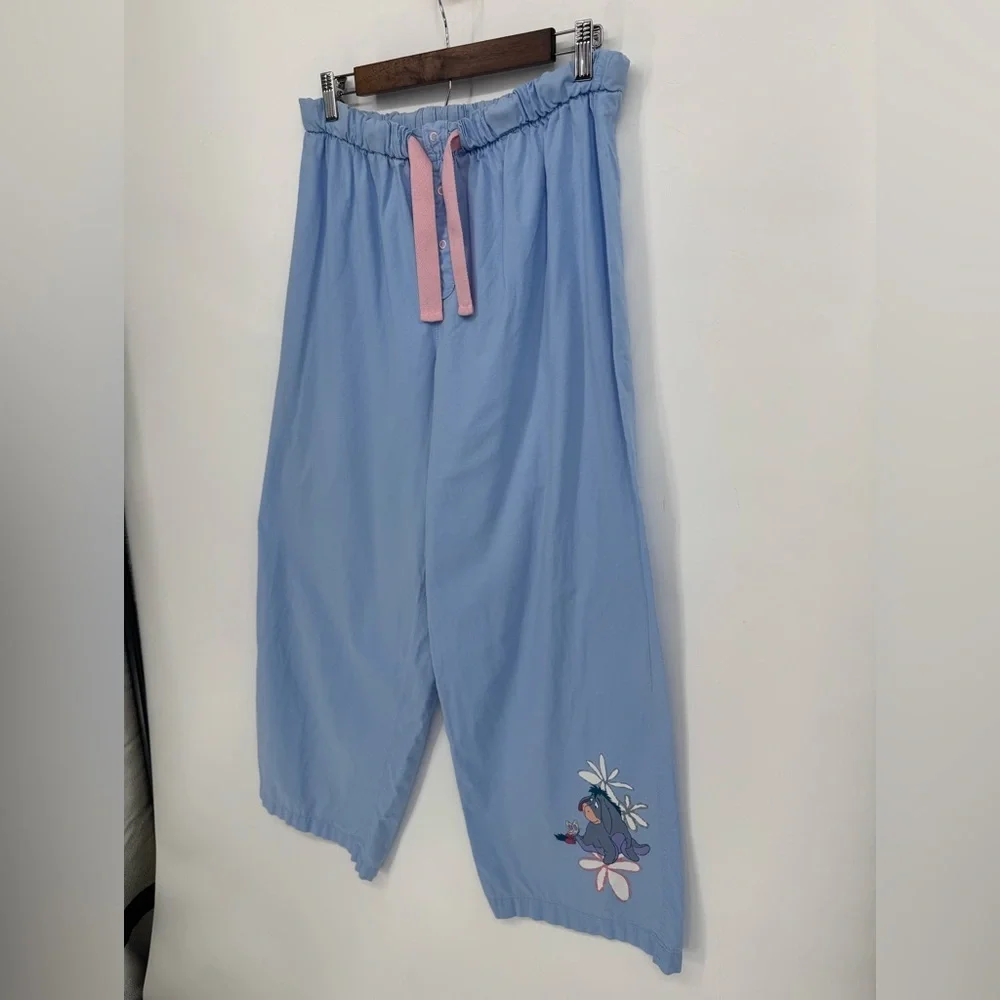 Disney Women's Blue Eeyore Graphic Drawstring Pajama Pant Size Large 100% Cotton - Picture 4 of 7